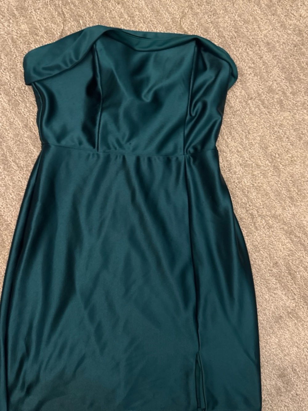 Strapless Satin Sheath Dress in Teal Green